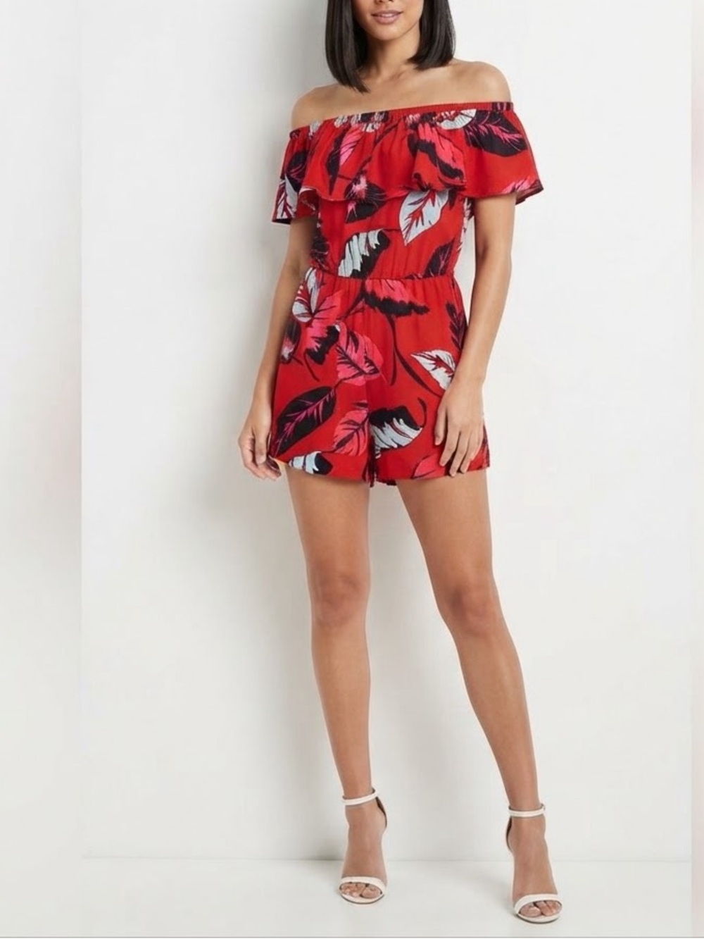 Express Red Floral Jumpsuit